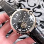 Swiss Quality Replica Cartier Ballon Bleu de Watches Black Leather Strap